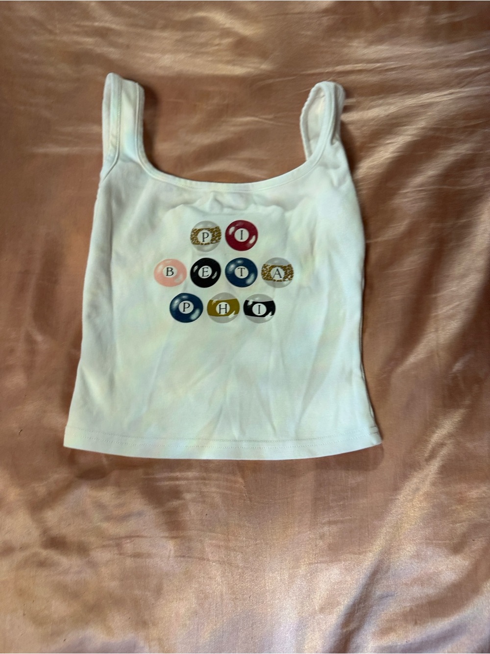 White Graphic Tank Top with Multicolor PI BETA PHI
